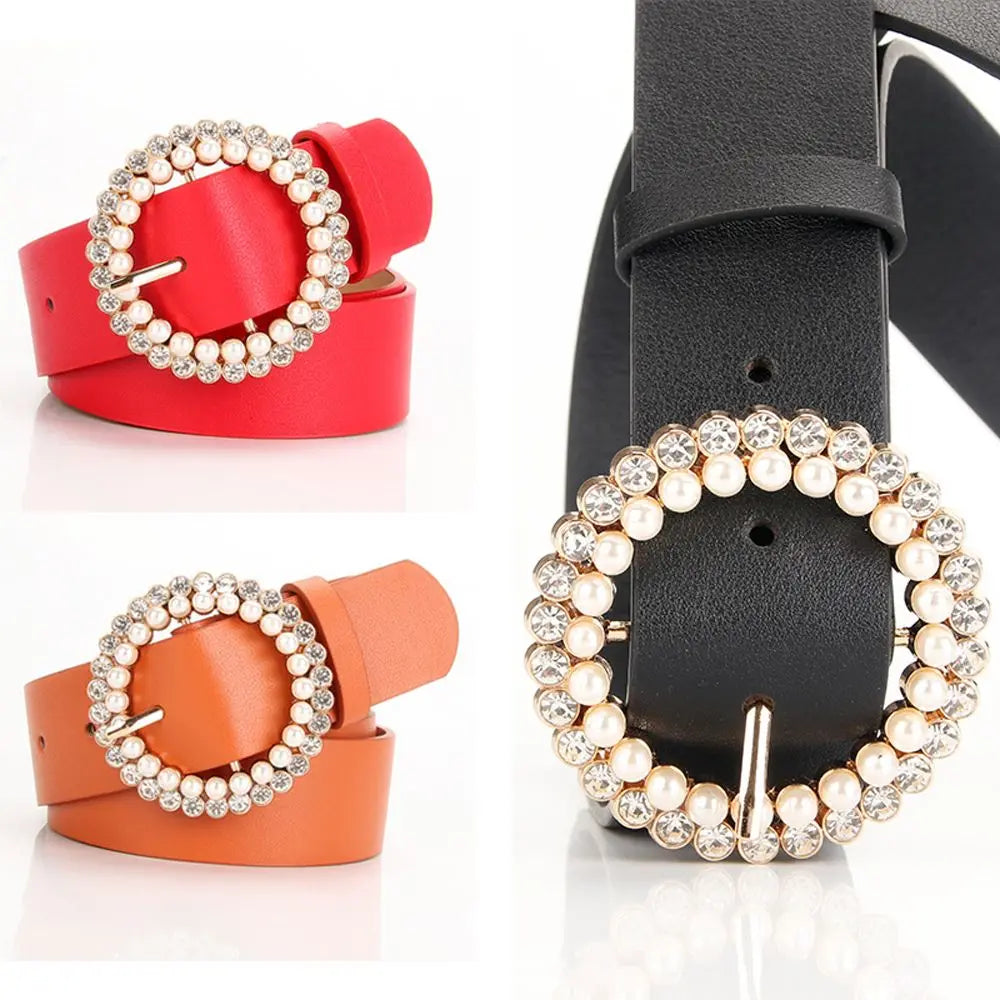 Elegant Vintage Fashion Retro Round Buckle Pu Leather Korean Belt Qme