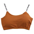 Women's Seamless Tube Bra Letter Strap Anti Exposure Sports Bralette Qme Free Size Khaki
