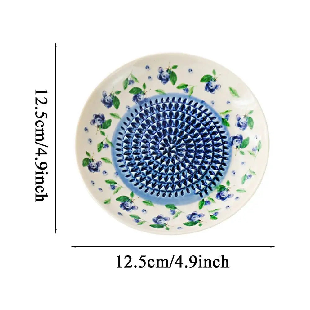 Grater Plate Ceramic Manual Round Fruit Patterns Bowl Garlic Grating Dish For Ginger Cheese Tomato Strawberry Fruit Vegetable Qme C