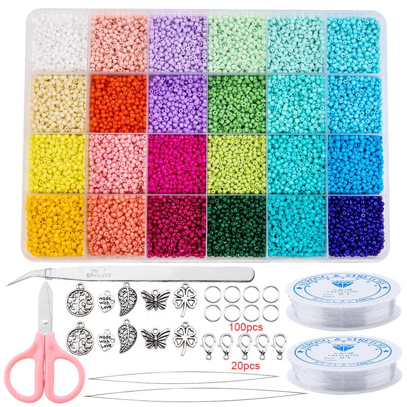 20000pcs Jewelry Making Kit Seed Beads Set 2mm Glass Beads Set Bracelets Necklace Ring Making Seedbeads Kit For DIY Art Craft Qme 12