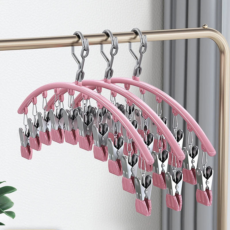 Underwear Socks Holder Stainless Steel Clothes Drying Hanger Metal Qme Pink