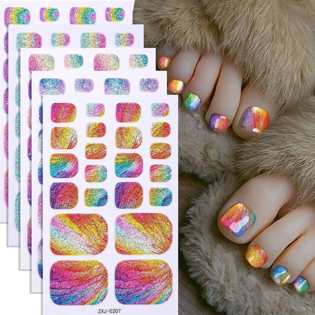 22 Srtips/sheet Toenail Semi Cured Gel Nail Wraps Long Lasting Full Cover Nail Gel Sticker Press on Nails Wraps Manicure Qme