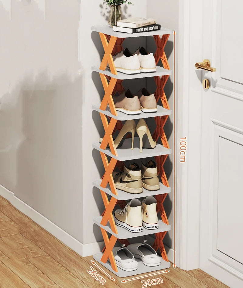 Multifunctional Shoe Cabinets Free Splicing Storage Rack Detachable Shoe Storage Saving Space Household Door Shoe Organizer Rack Qme 7th orange
