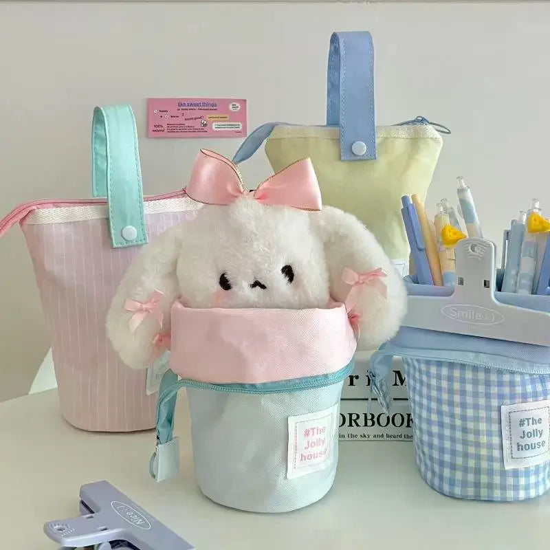 Kawaii Big Capacity Pencil Case Pen Storage Bag Cute Punch Back Qme