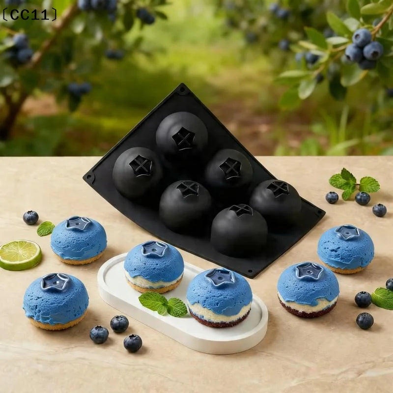 6 Cavity Blueberry Mousse Cake Baking Mold Fruit Shaped Dessert Qme