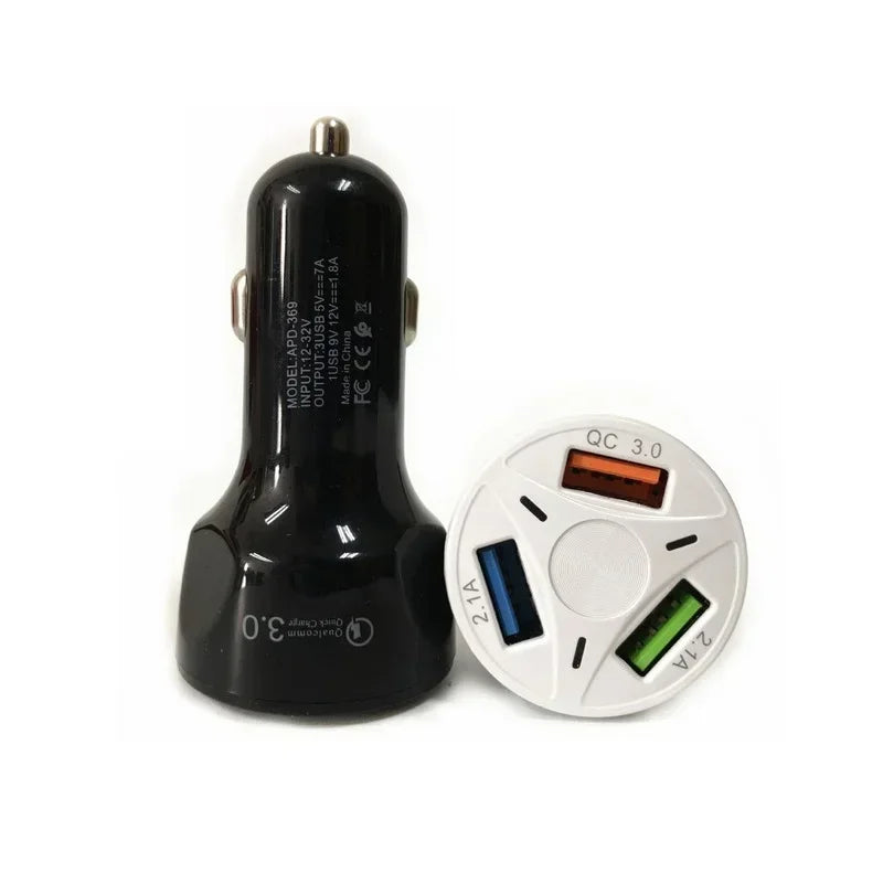 Cylindrical Shape 3USB QC3.0 Fast Charge Multi - function Three - interface Smart Fast Car Charger Qme Default Title