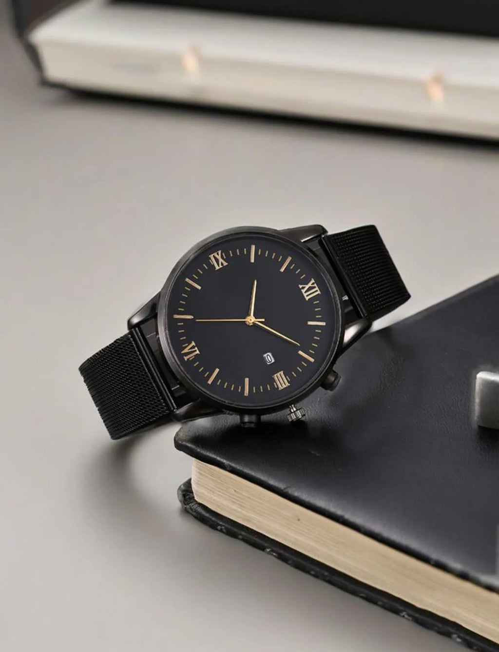 1 pcs of LOGO free graduated mesh quartz watch for men's casual quartz watch for students, with a large dial and simple design Qme