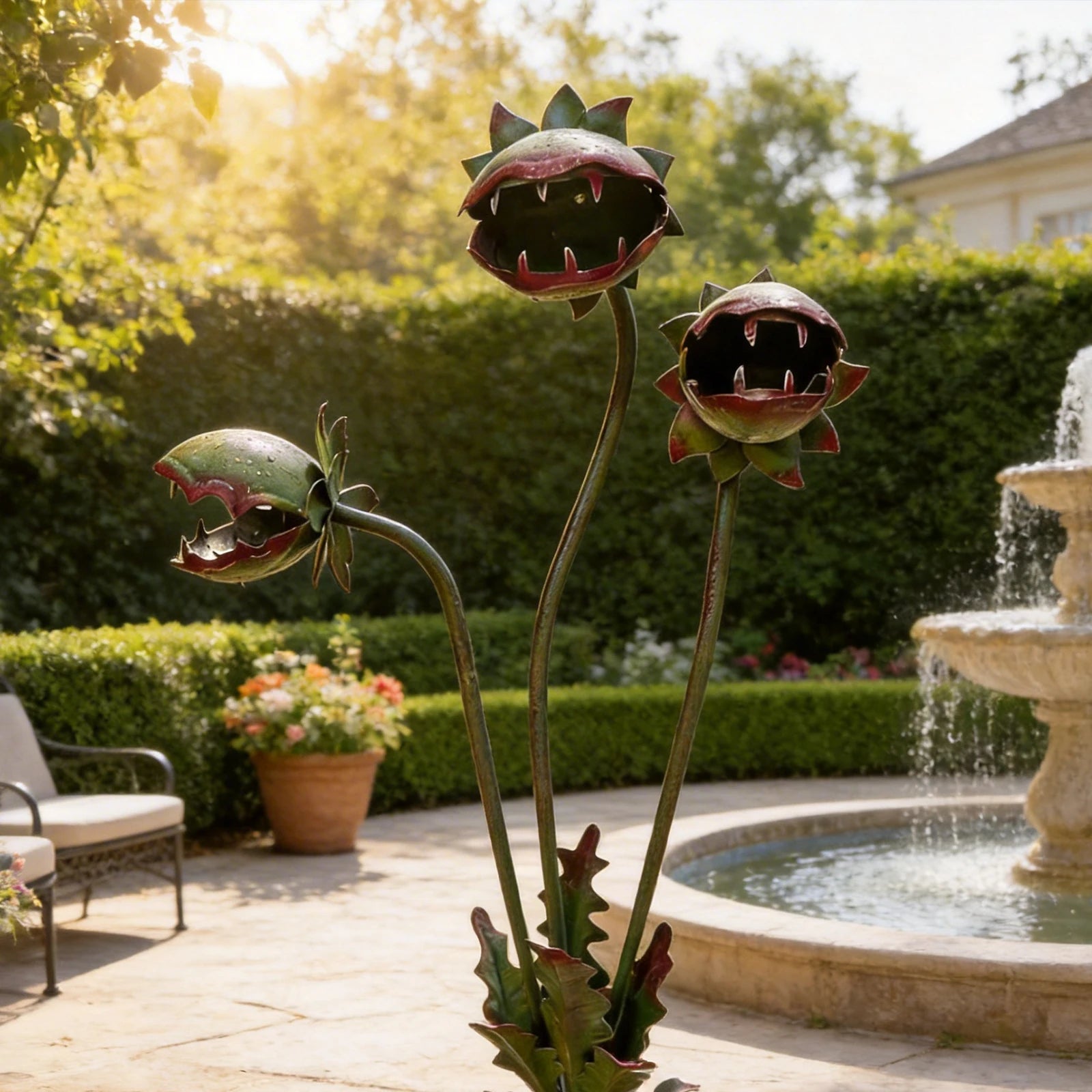 Venus Flytrap Garden Stakes Decorative 25in H Artificial Flower Stake Decor Yard Art Monster for Flower Beds Patios & Planters Qme