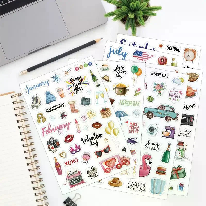 Planning Stickers Cartoon Daily Notes Festive Theme Creative Qme