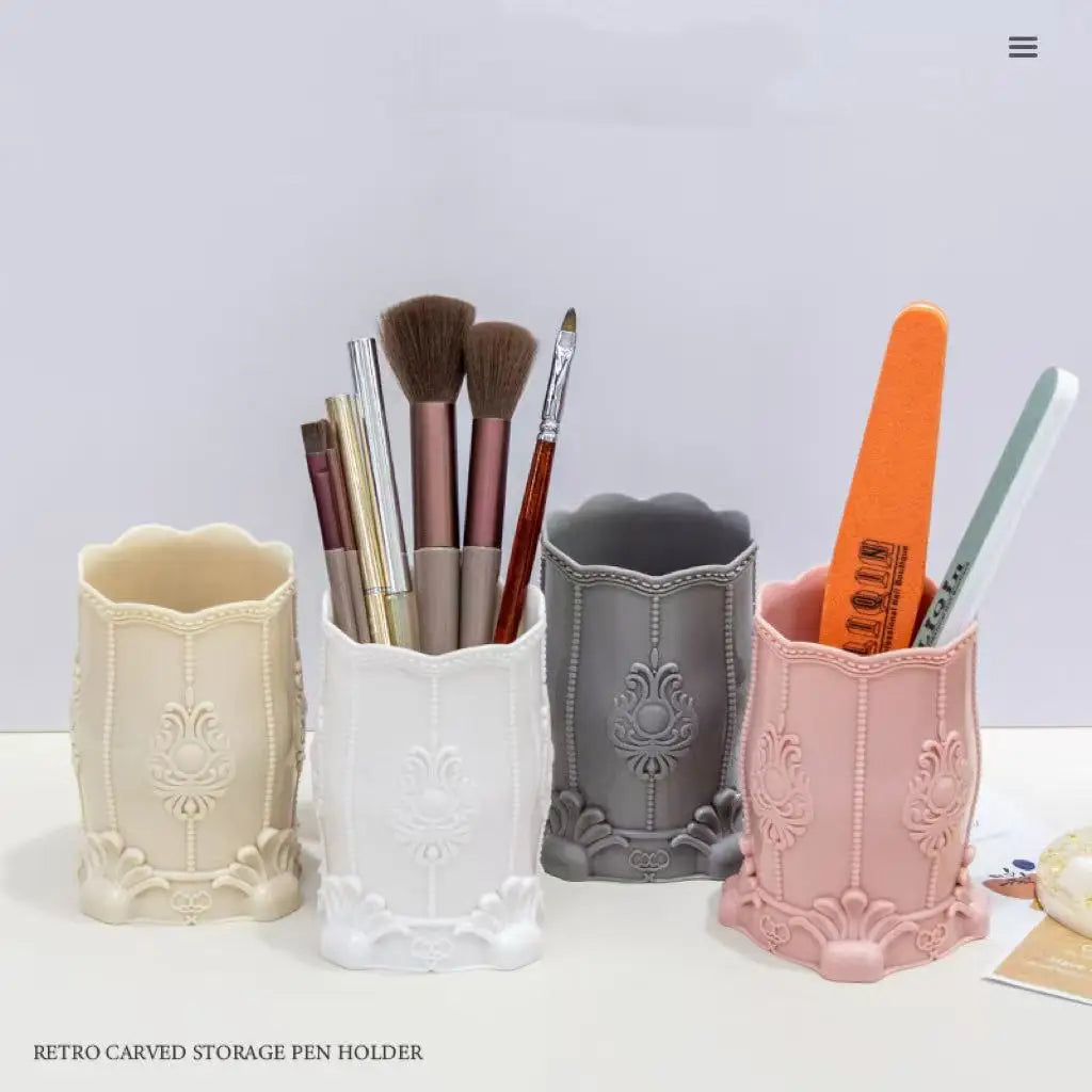 Vintage Matte Desk Organizer Versatile Nail Art Container Pastel Qme