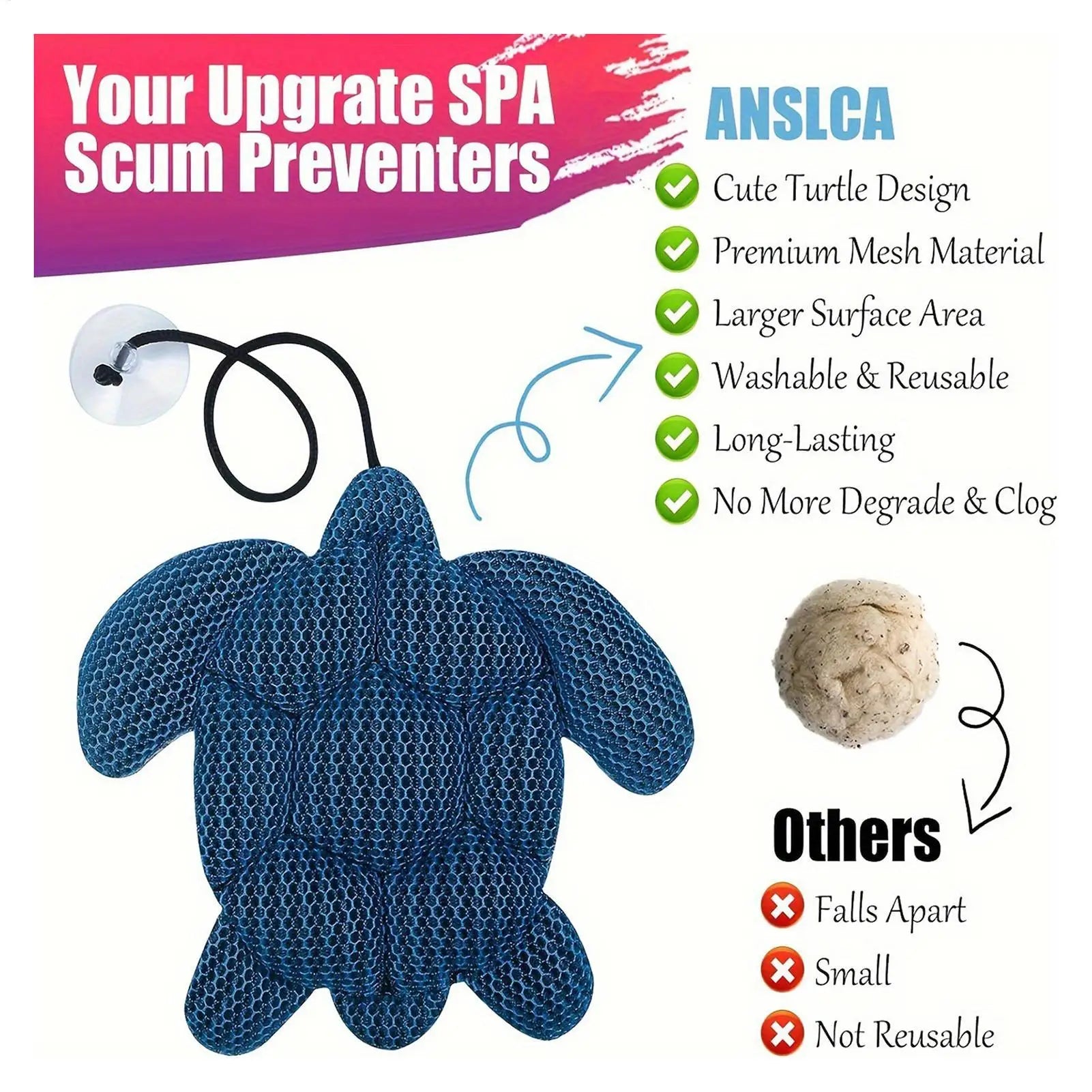 Tub Oil Absorber Turtle Scum Skimmer Remover Foam Filter Bathtub Qme