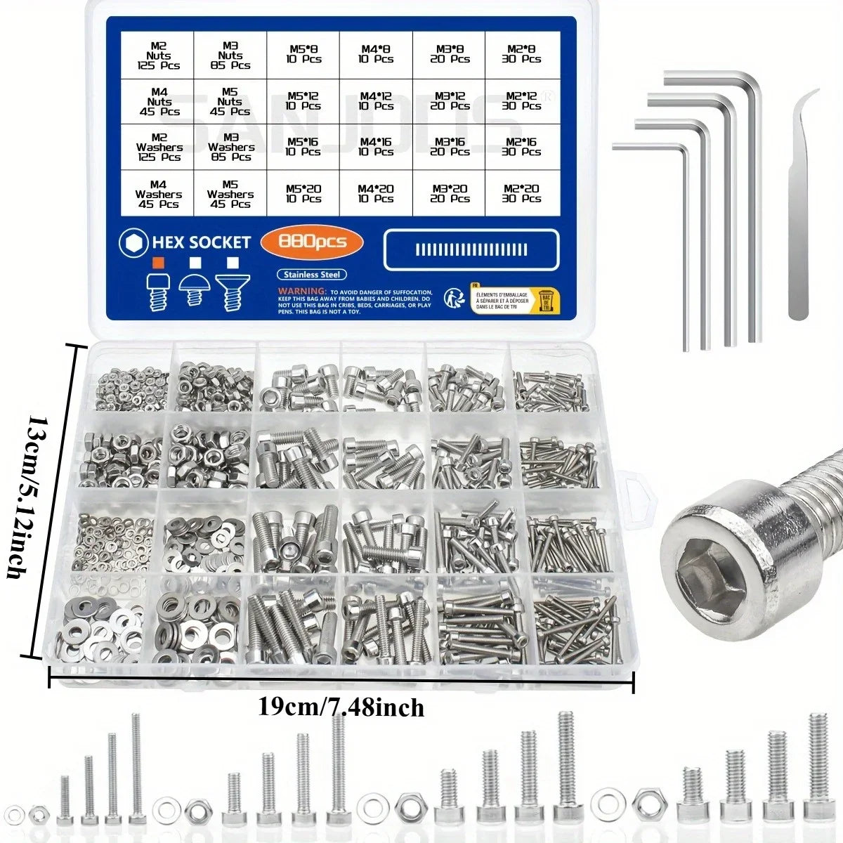 Accessory set - Hexagonal head bolts, nuts, screws and screws Qme