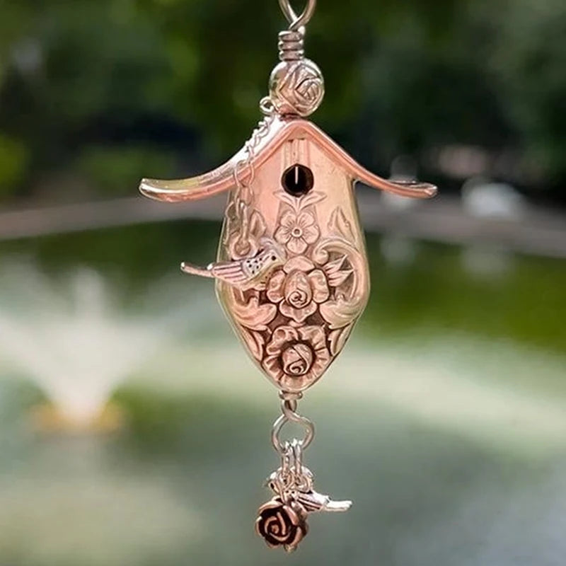 Silver-Plated Hollow Knife Birdhouse Pendant, Vintage Handmade Collectors Jewelry for Bird Enthusiasts Qme