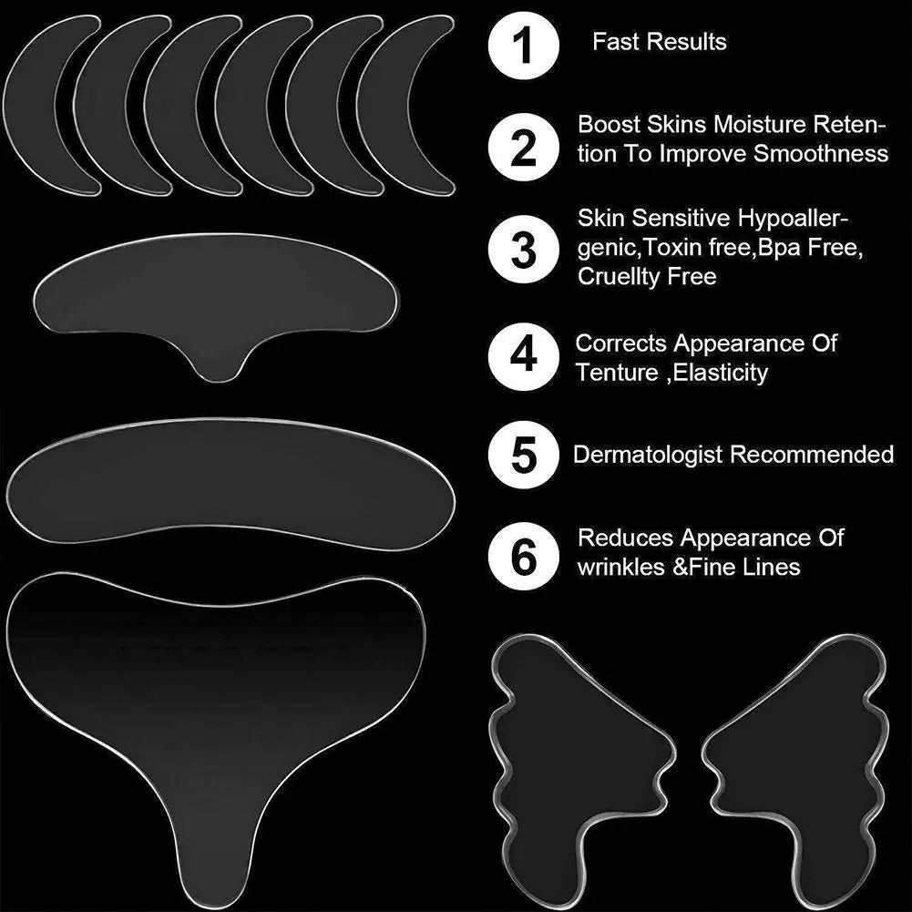 18Pcs Silicone Face Forehead Cheek Chin Sticker Anti-wrinkle Face Eye Patches Wrinkle Removal Face Lifting Beauty Tool Skin Care Qme