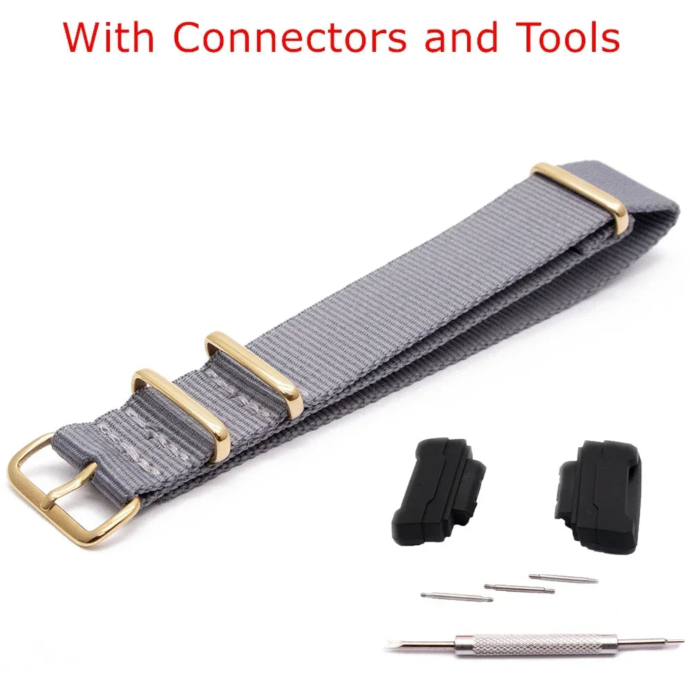 Nylon Watch Strap for Casio G-Shock GA100 GA120 GA110 GA400 Men Women Gold Buckle Replacement Watchband Bracelet Qme Grey 22mm