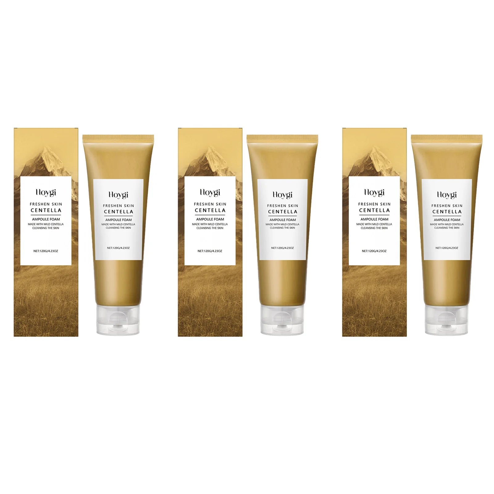 Centella Facial Cleanser Gentle Deep Cleansing Foam Oil Control Soothing Refreshing Pore Care Moisture Lock for Soft Smooth Skin Qme 3 x 120g Boxed