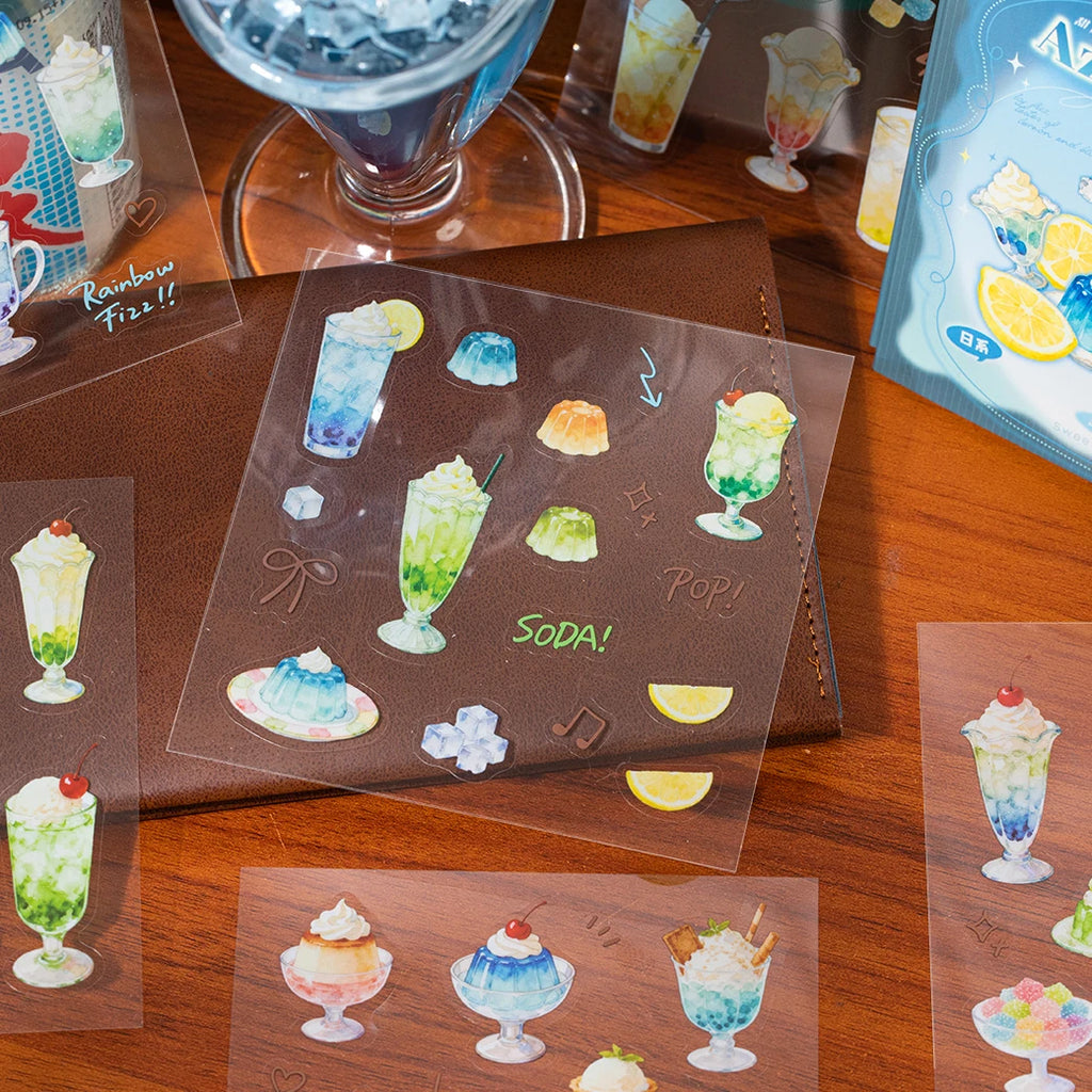 Dessert & Food Themed Sticker Book, Aesthetic Multi-Material DIY Supplies for Junk Journal Decor and Gift Wrapping Qme