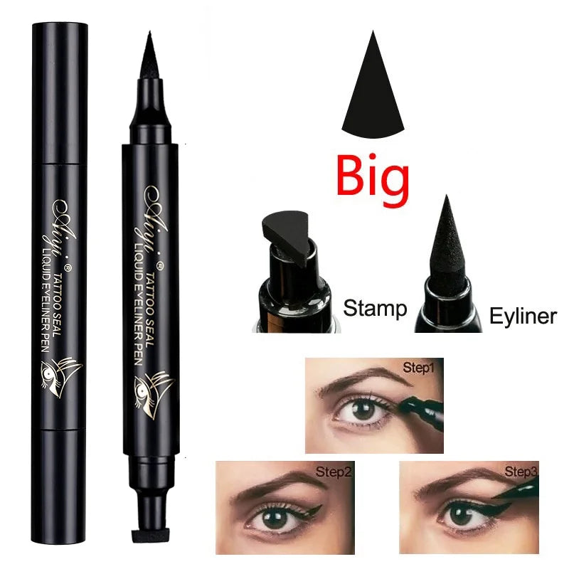 Double-ended Waterproof Eyeliner Stamp Pen Fast-drying Smudge-proof Qme D1-6-02