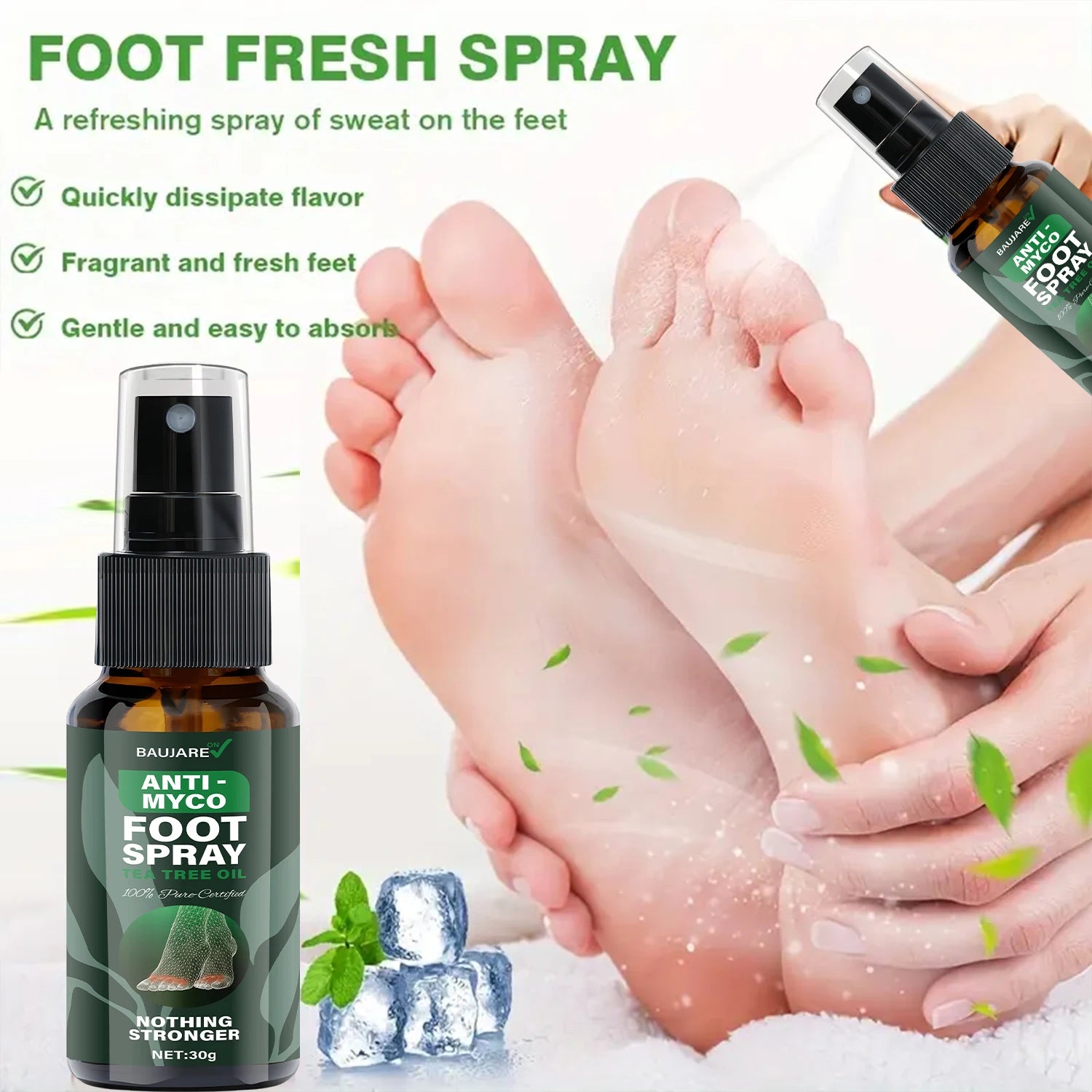 Anti-Myco Foot Spray with Tea Tree Oil - Strongest 100% Flute Certified Formula for Moisturizing, Protecting & Smoothing Skin. Qme
