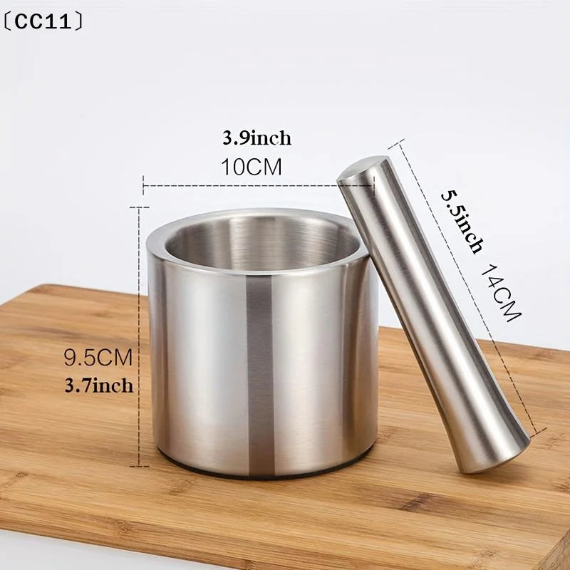 Stainless Steel Household Mashing Jar Anti-slip Thick Grinding Bowl Qme