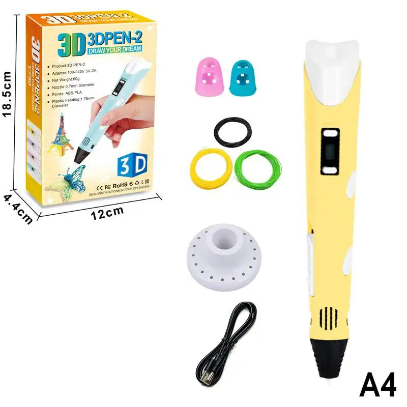 3D Printing Pen Digital Display Intelligent Making Doodles Graffiti Qme A4
