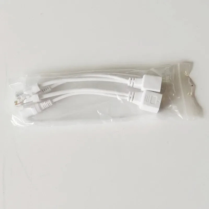 Passive POE Adapter Cable Power Over Ethernet POE Splitter RJ45 Injector 12-48V For Security IP Camera System Qme White Color