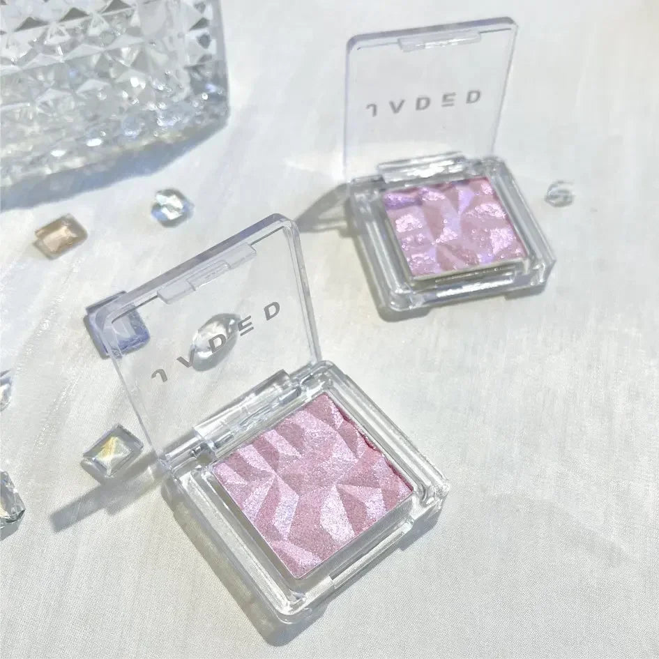 Diamond Highlighter Powder Palette Clear Brighten Face Contour Polarized Pink Glitter Eye Makeup HighGloss Pearl Shiny Eyeshadow Qme 04