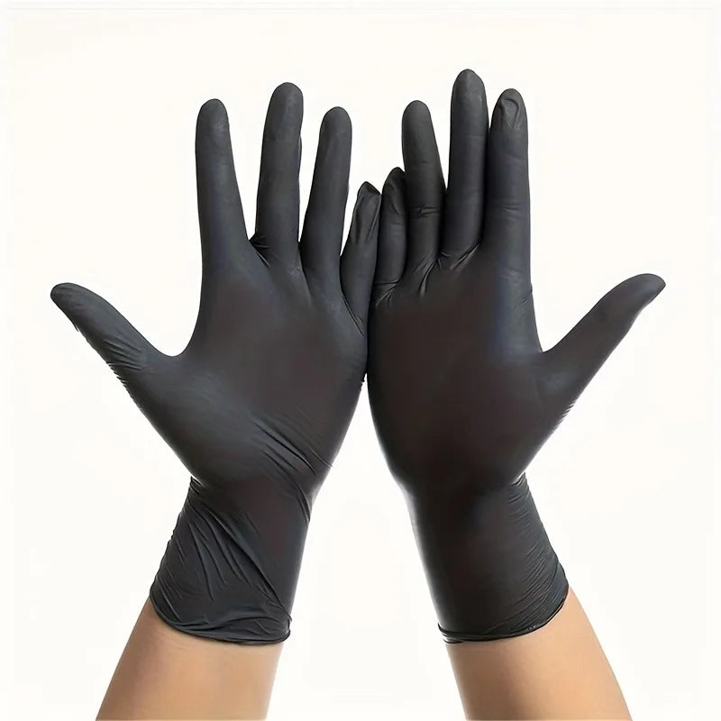 100PCS Black Disposable Nitrile Gloves Multi-purpose Household Gloves For Home Kitchen and Bathroom Cleaning, Nail Care,Painting Qme