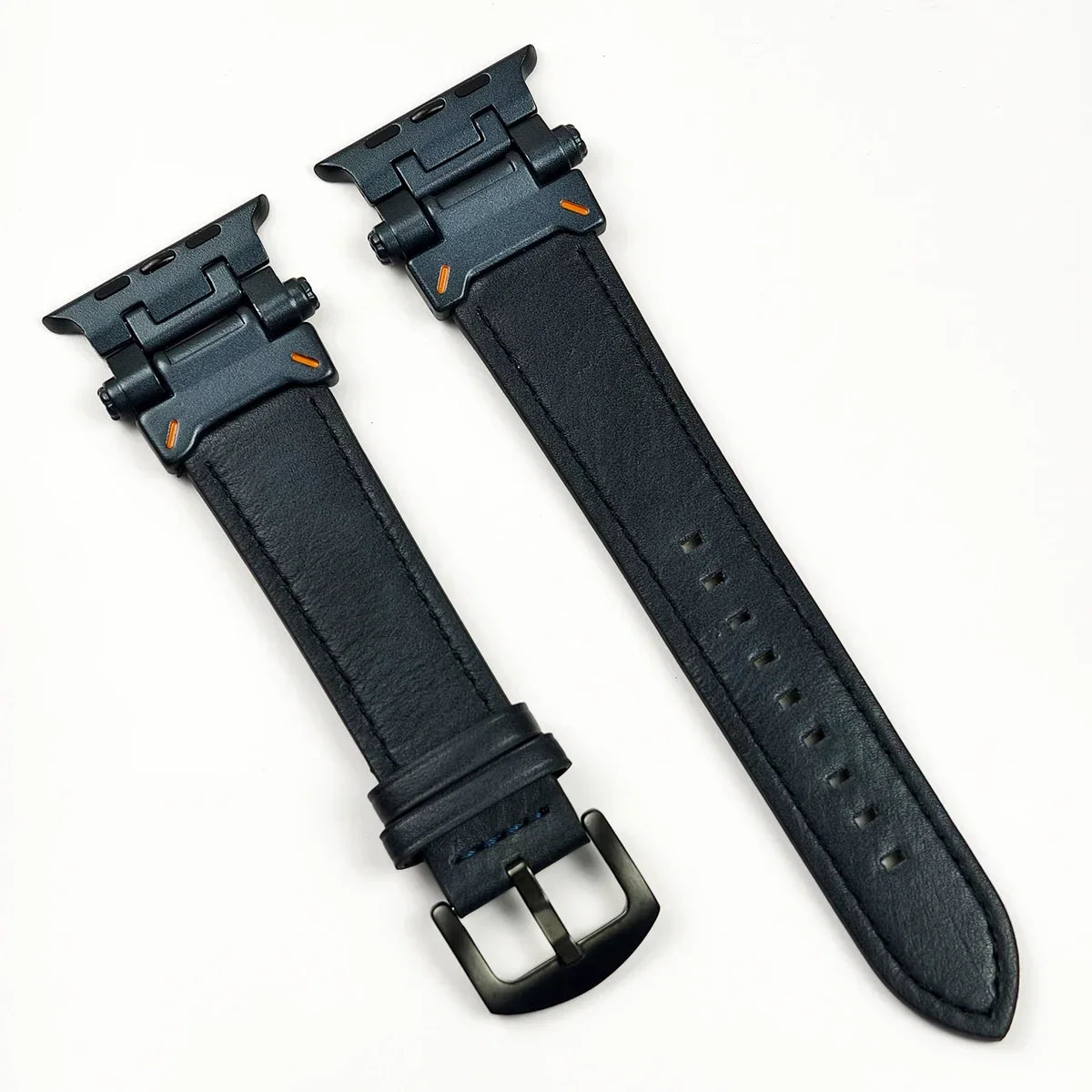 Leather Band for Apple Watch Ultra 2 49mm Men Watchband Strap Correa Bracelet for IWatch series 9 7 8 6 5 4 Se 3 45mm 44mm 42mm Qme Black-MidU 42mm 44mm 45mm 49mm