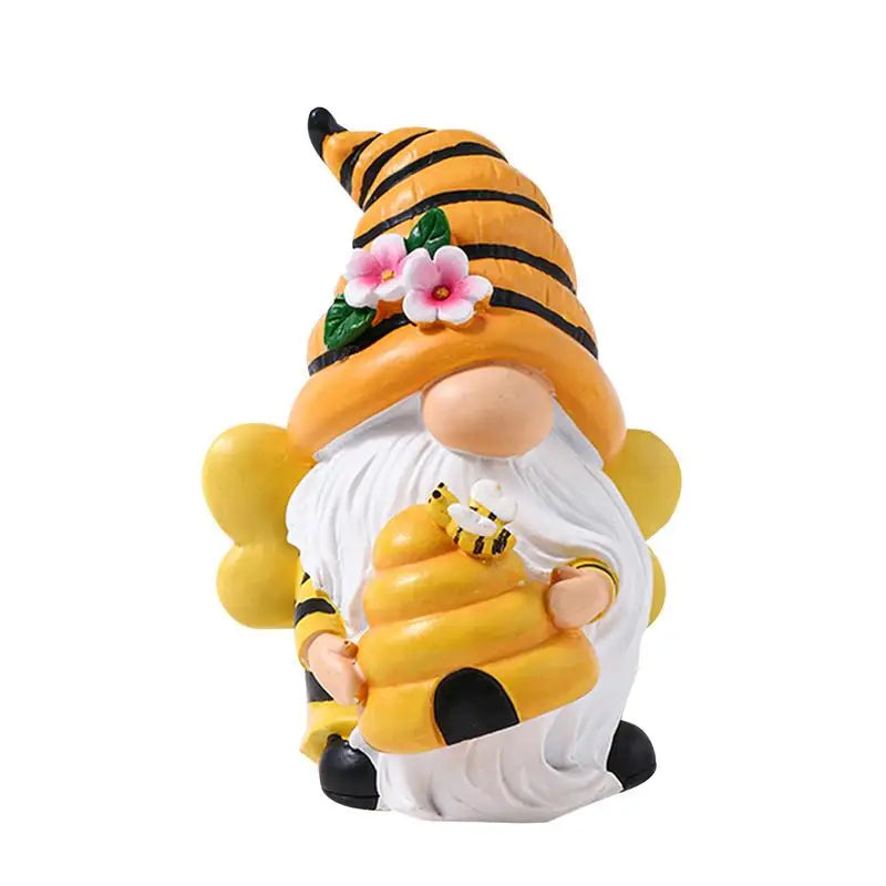 Bee Gnome Figurine Garden Statue Resin Gnomes Sculpture Home Qme