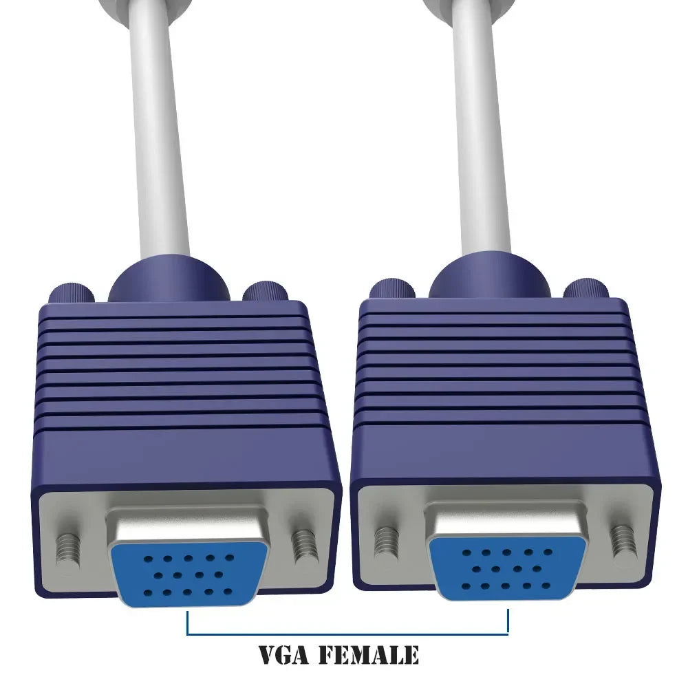 5PCS VGA Monitor One Point Two One Point Two VGA3 + 6 Vga 1 Male To 2 Female Cable Extension Cable Monitor Y Splitter with A Nut Qme