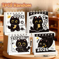 Random Mini 2026 Calendar Portable Cute Cat Office School Supplies Qme A2 2PCS random