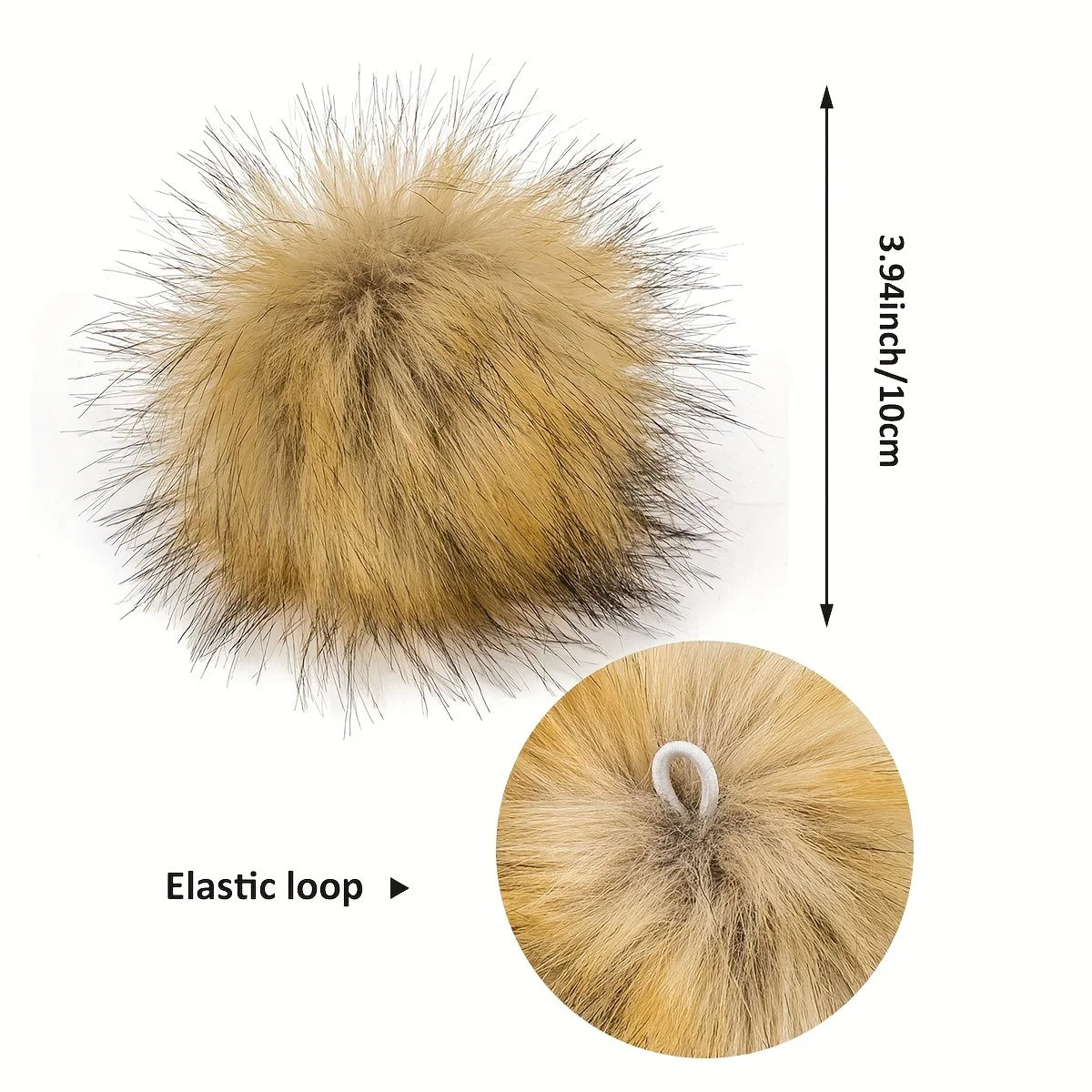 Artificial fur Pom Pom ball 10cm detachable soft elastic accessory for hats, scarves, keychains DIY crafts decoration winter hat Qme