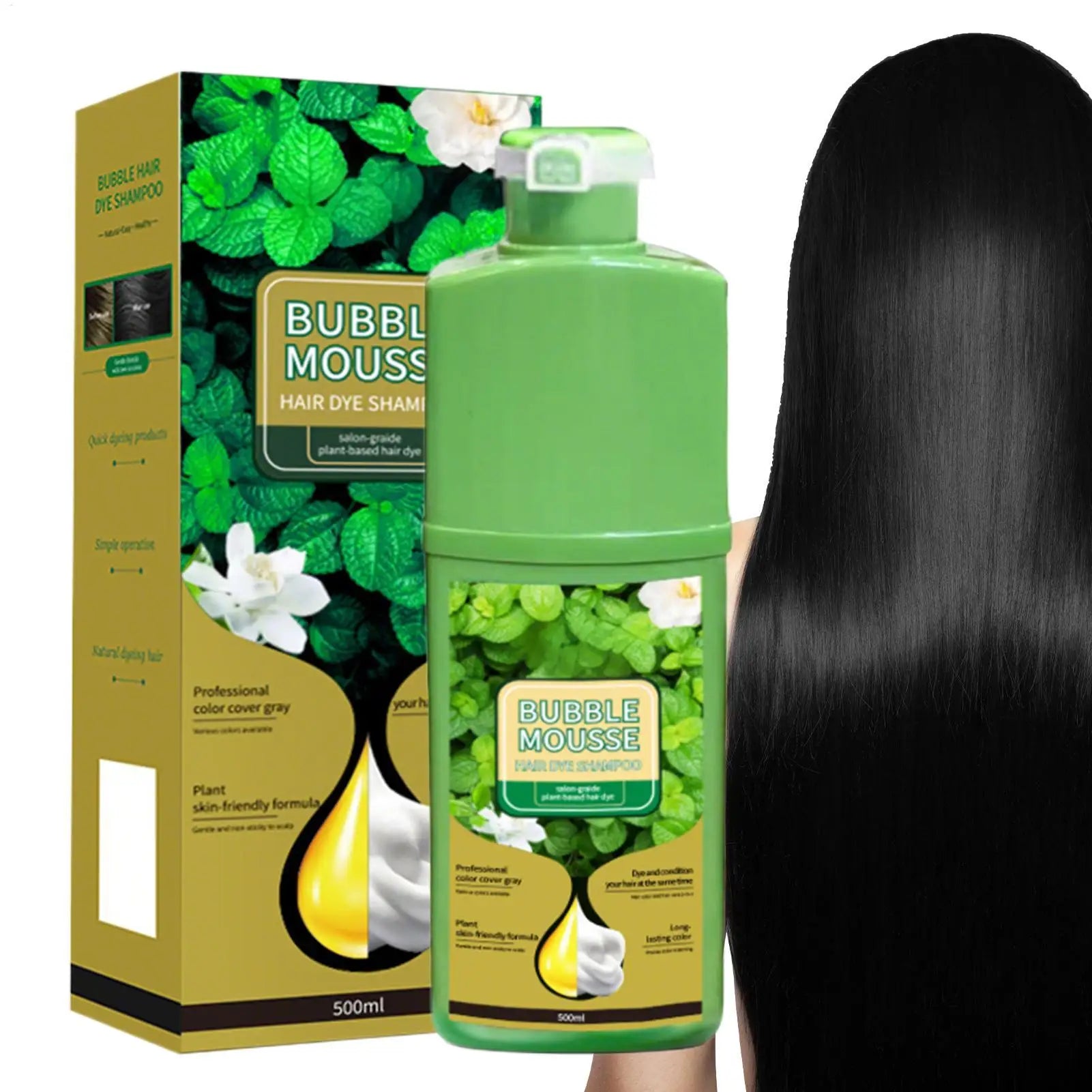 Natural Plant Herbal Hair Dye Shampoo 5 Minutes Change Hair Color Non-irritating Repairs Gray White Hair Care Products Women Men Qme