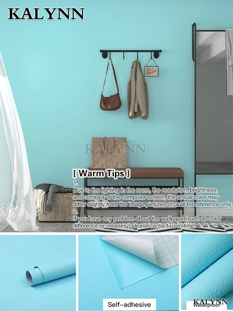 2023 Width Peel Stick Wallpaper Solid Contact Paper Self-adhesive Qme Sky Blue 5mx55cm