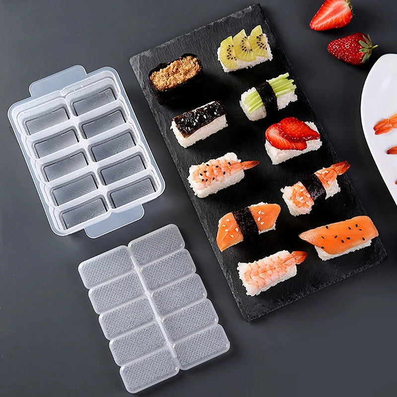 5 10 Grids Sushi Non-stick Pressure Storage Box Rice Ball Mold Lunch Qme