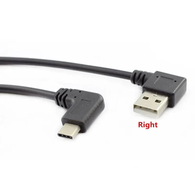 2pcs Double Elbow Type-C USB to USB-A male USB3.1 Type C Male 90 Degree Left Right Angled Connector Short 25cm for Power Qme