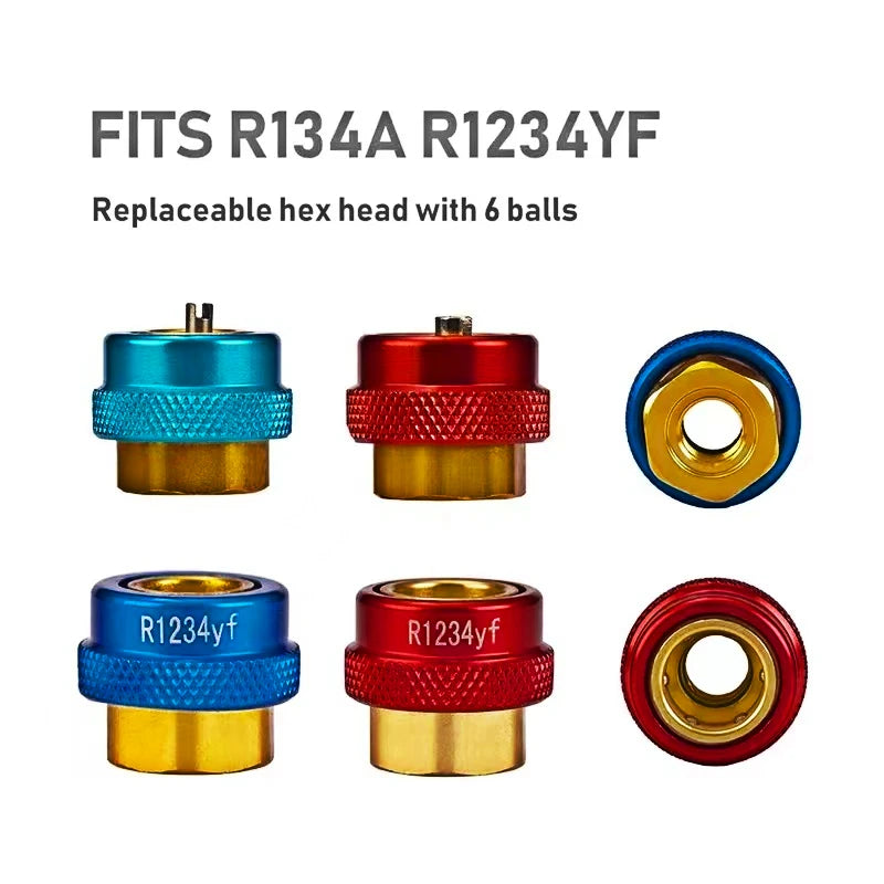 1 Set Car Air Conditioning Valve Quick Core Remover Installer Low/High Pressure Refrigerant Adapter Valve Core Remover Tool Qme