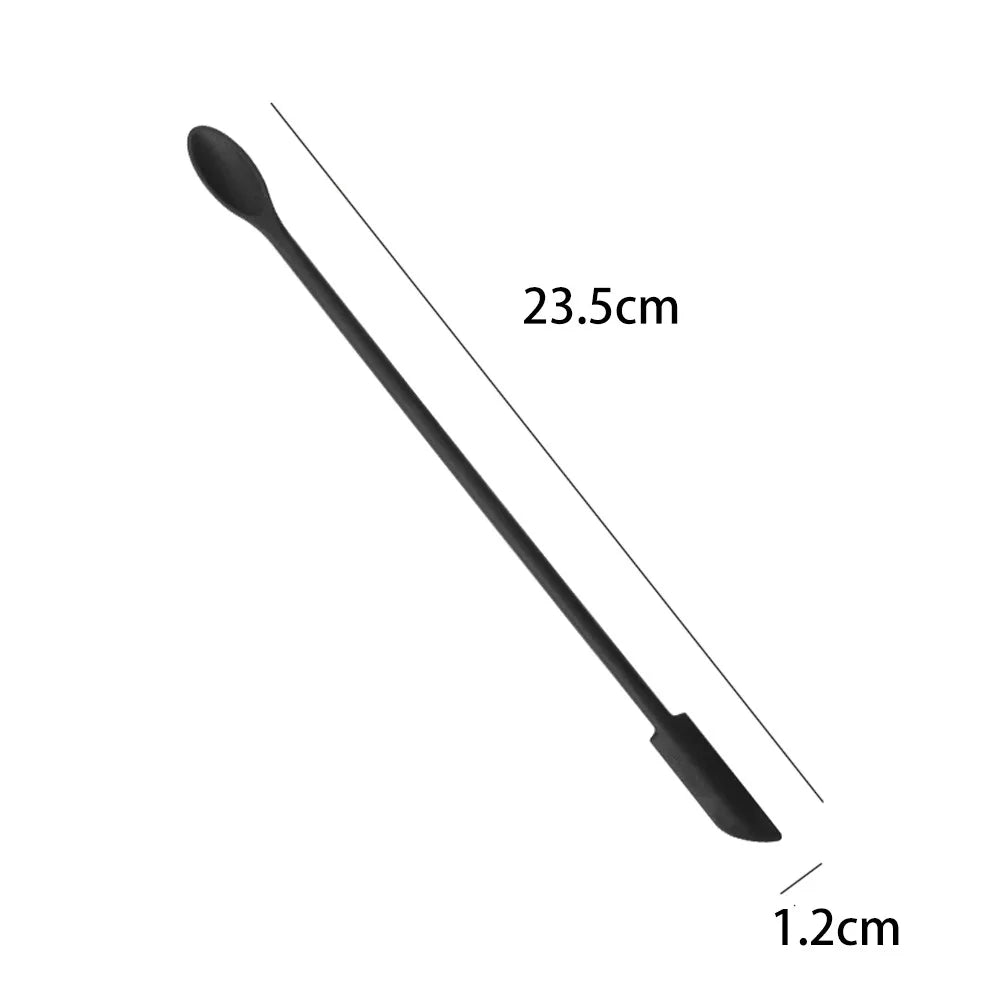 1Pc Silicone Double-End Cosmetic Spoons Odorless Mini Jar Scraper Set for Candle Making, Makeup & Beauty Product Residue Removal Qme Black 23.5