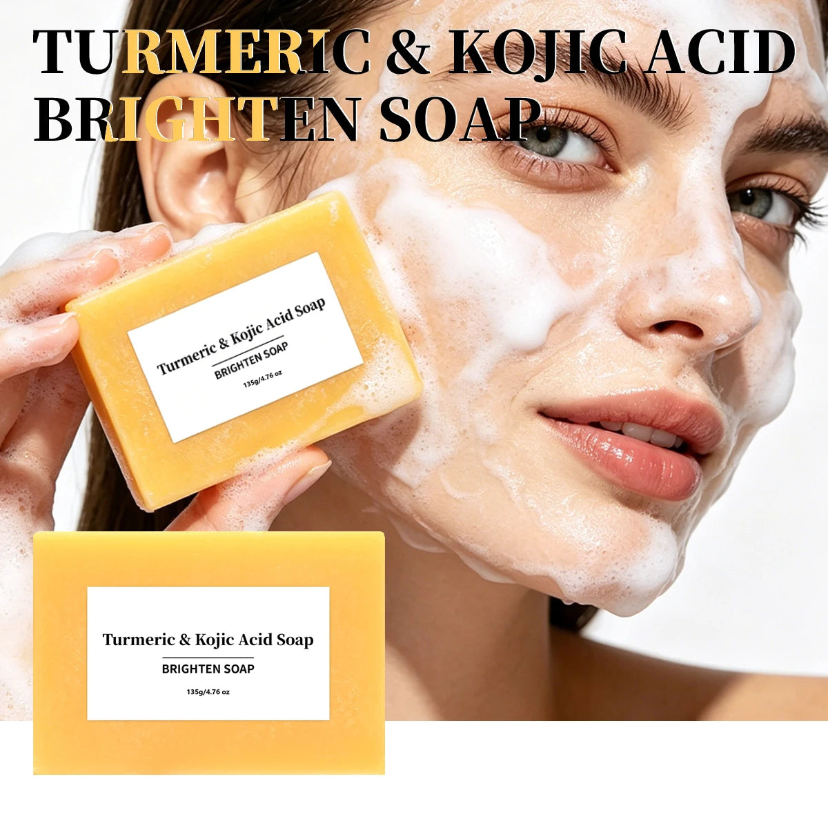 Turmeric Kojic Acid Handmade Soap Brighten Moisturize Skin Plant Qme 135g 135g