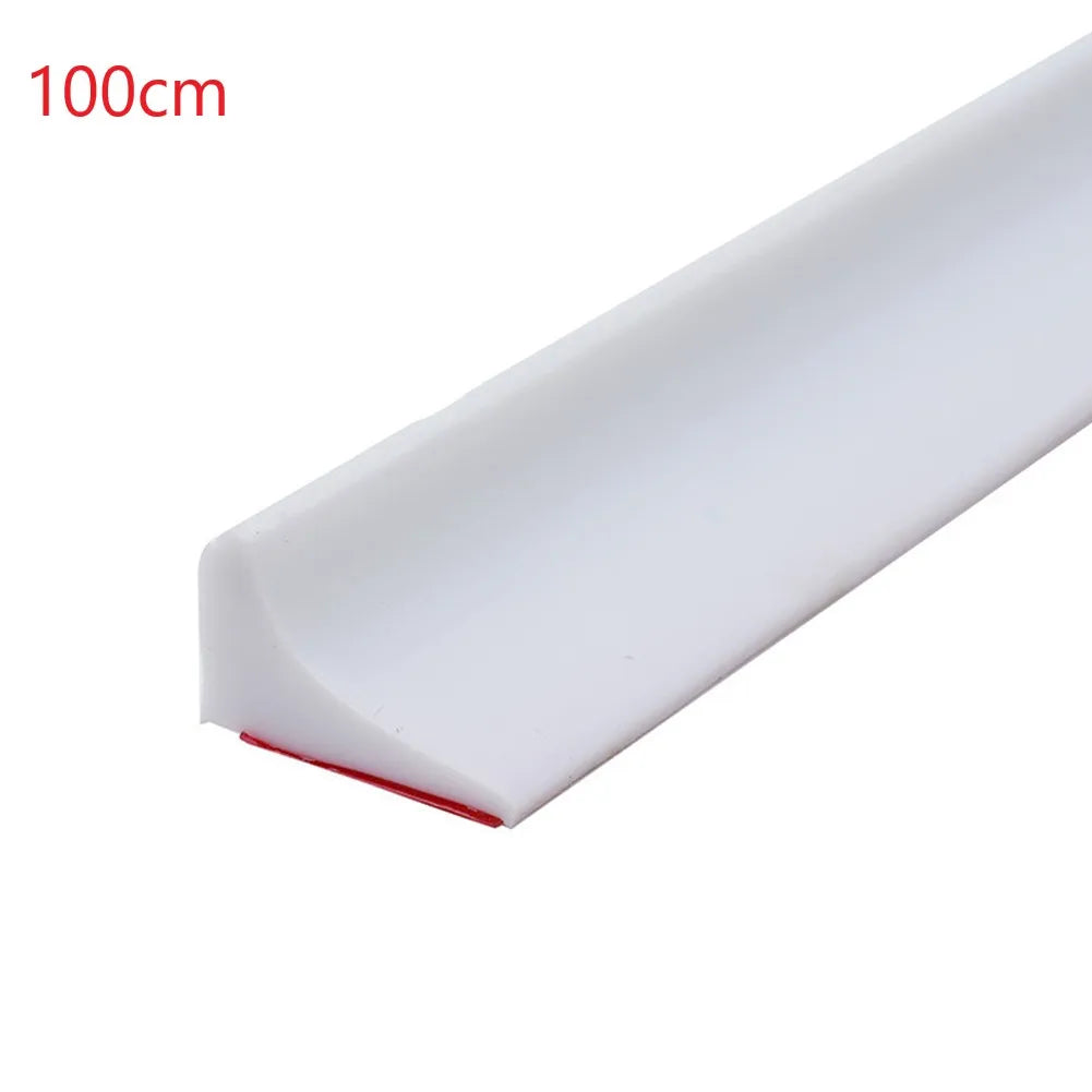 Bathroom Retention Water Barrier Strip Rubber Silicone Shower Barrier Water Stopper Kitchen Dry And Wet Separation Seal Strip Qme white 100cm