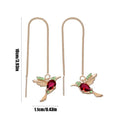 Hummingbird Pull Through Threader Earrings Hummingbird Wing Pendant Necklaces Portable Light Weight Long Chain Drop Earrings Qme Red