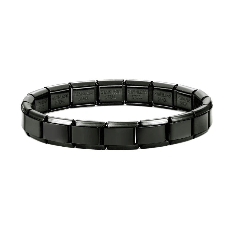 New 2026 Fashion Women's Men's Jewelry DIY 9MM Width Italian Elastic Charm Bracelet Blue Pink Color Stainless Steel Bangle Gift Qme S 3..