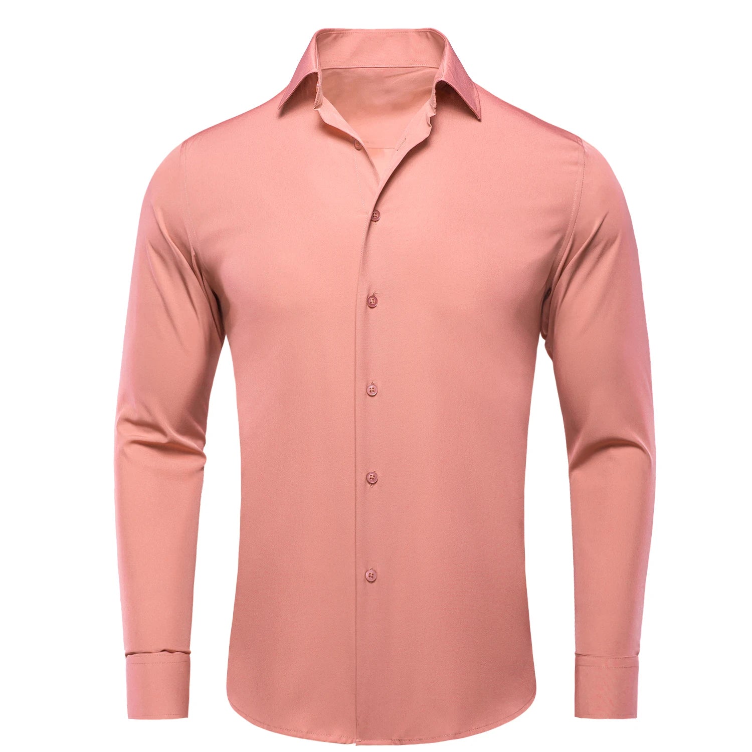 Hi-tie Plain Solid Silk Men's Shirts Long Sleeve Lapel Dress Suit Qme CY-1088 M