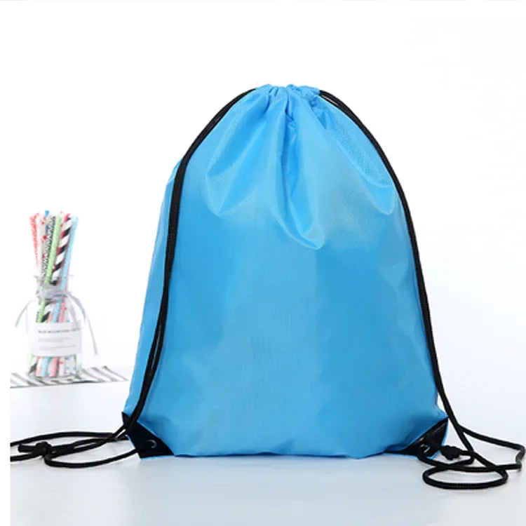 Waterproof Gym Bag Drawstring Sack Fitness Travel Outdoor Backpack Qme Light Blue