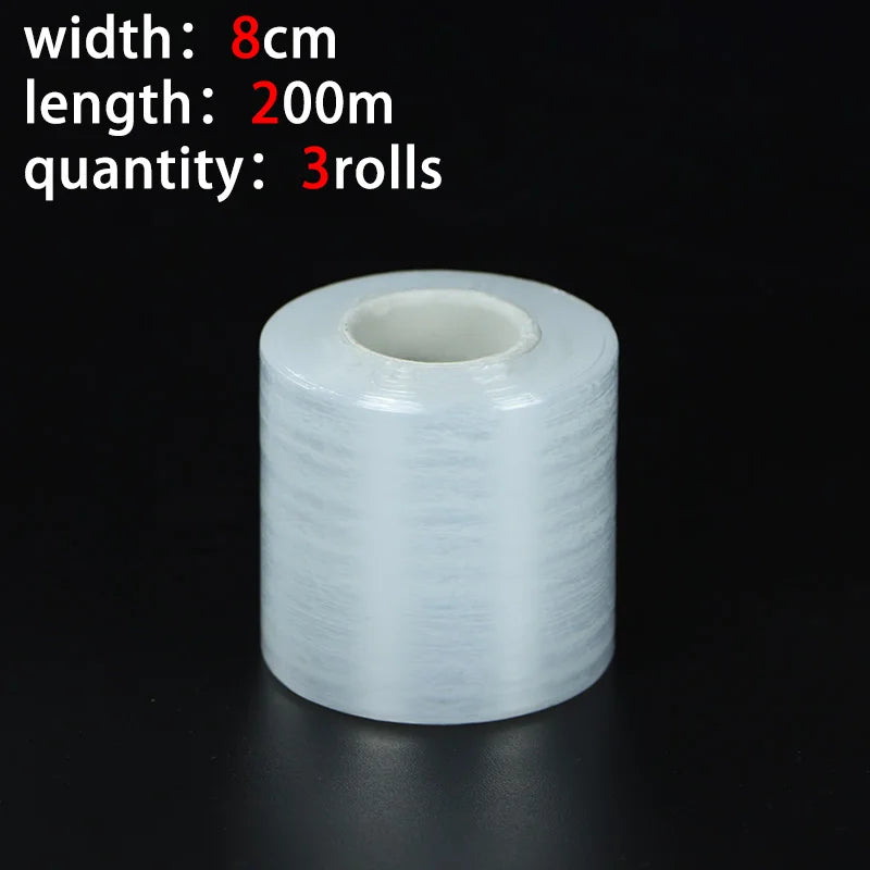 200M 40/60mm Self-adhesive PE Grafting Tape Film Stretchable Garden Tree Plants Seedlings Vine Tomato Grafting Accessories Qme 8cmX200m-3rolls