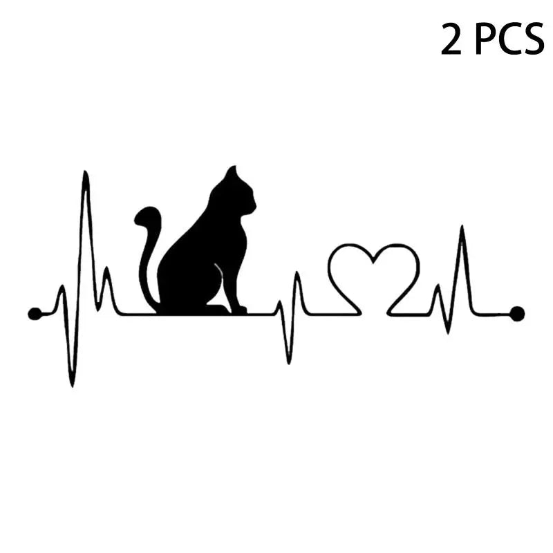 Car Sticker Pet Cat Heartbeat Lifeline Creative Truck Automobiles Qme A1