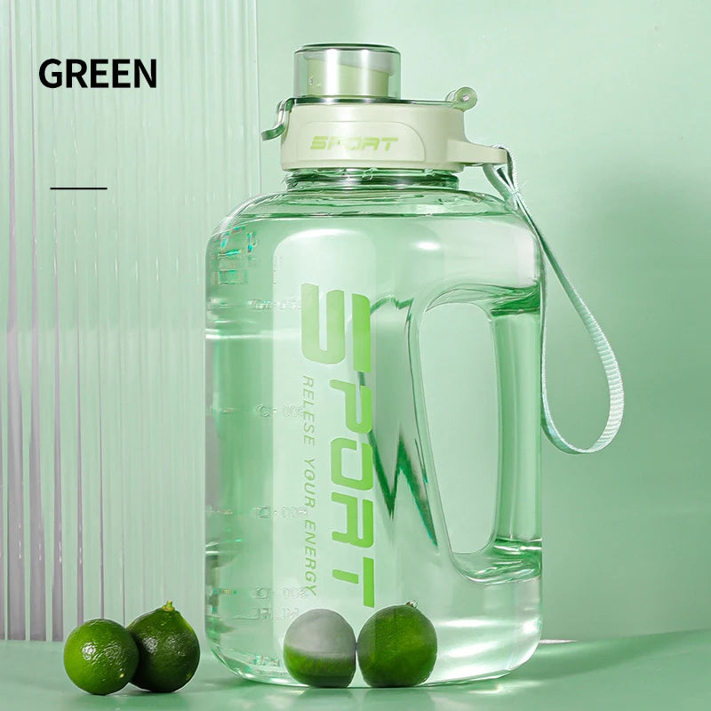 Large Capacity2500 Water Bottle Straw Lid Sports Gym Kettle Camping Qme 1700ML Green