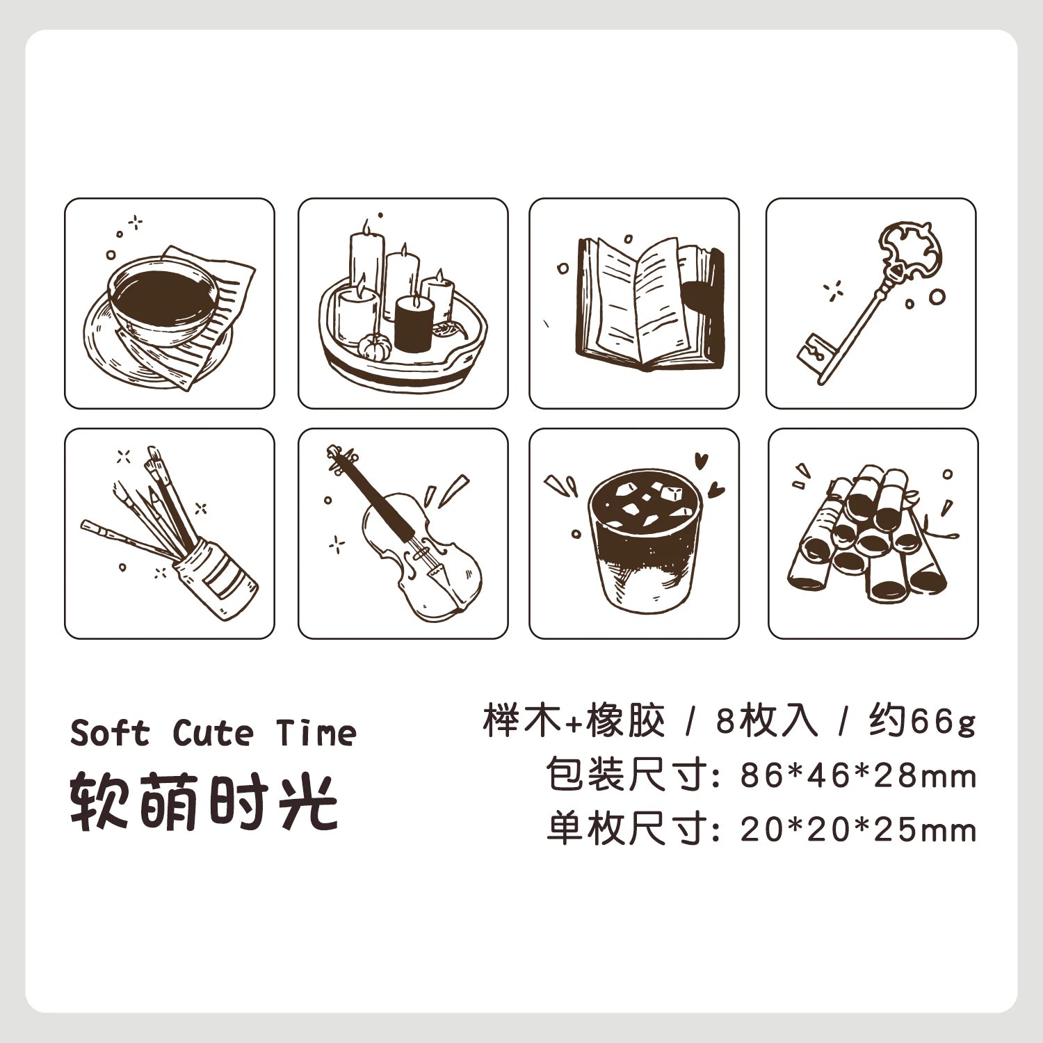 8 Pcs Vintage Cartoon series Wooden Rubber Letter Number Symbol Stamp Set For Card Making Planner Scrapbook Qme B