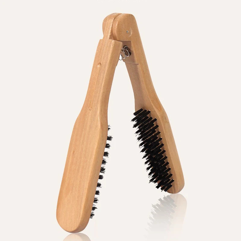 V-shape Straightening Comb Paddle Brush Anti-static Boar Bristle Hair Qme